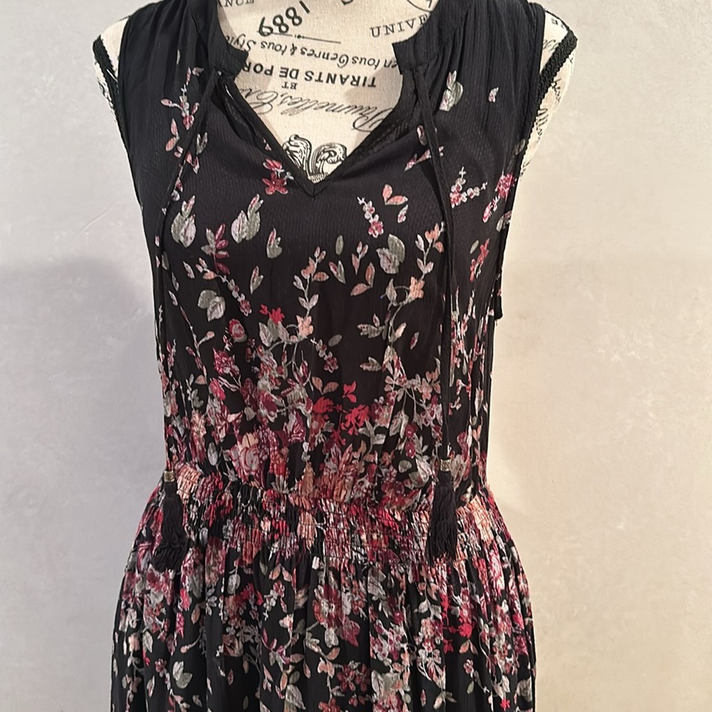 Black Floral Sleeveless  Dress